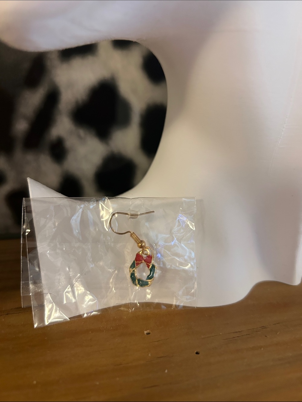 Red and Green Wreath Enamel Drop Earrings (NWOT) - Picture 4 of 5